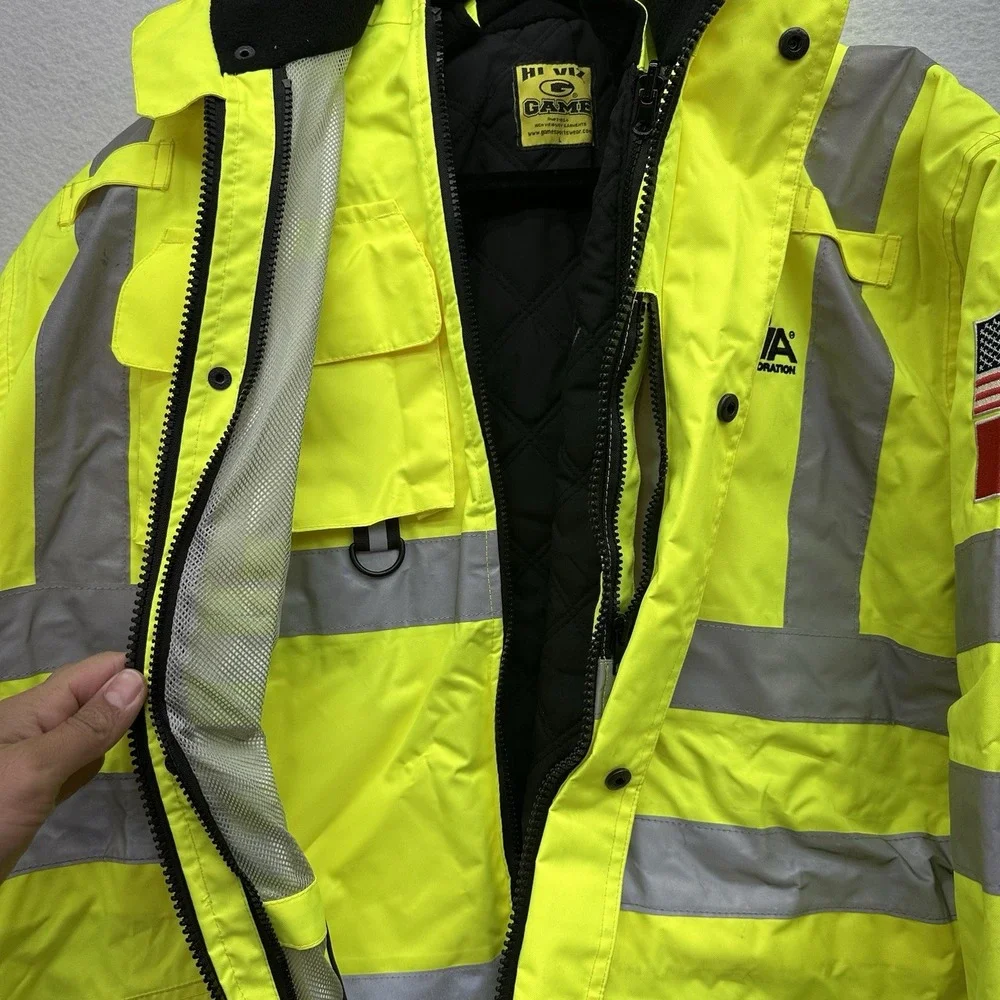 Game Hi Vis 6-in-1 Safety Jacket ANSI Reflective Waterproof Yellow Size L